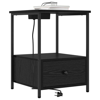 Nachttisch mit Ladestation 2 pcs Schwarze Eiche Holzwerkstoff