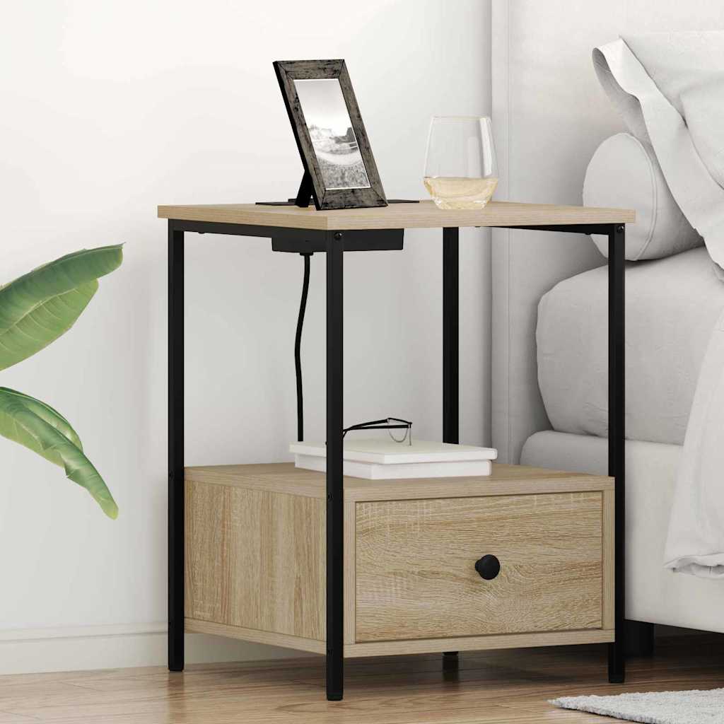Nachttisch mit Ladestation 2 pcs Sonoma Eiche Holzwerkstoff