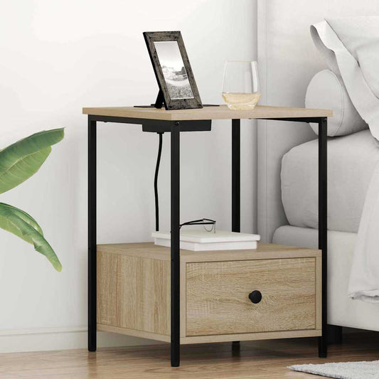 Nachttisch mit Ladestation 2 pcs Sonoma Eiche Holzwerkstoff