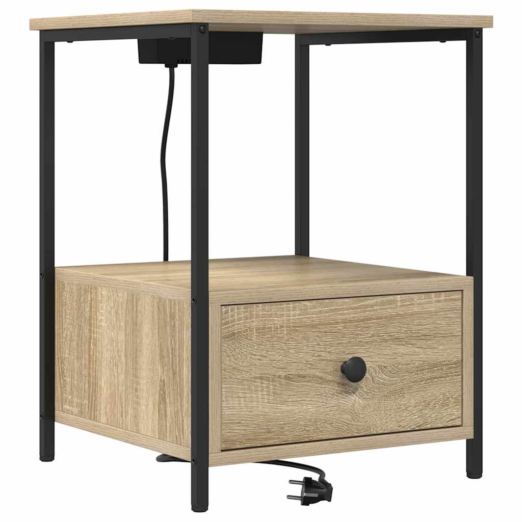 Nachttisch mit Ladestation 2 pcs Sonoma Eiche Holzwerkstoff