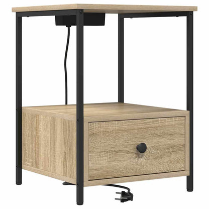 Nachttisch mit Ladestation 2 pcs Sonoma Eiche Holzwerkstoff
