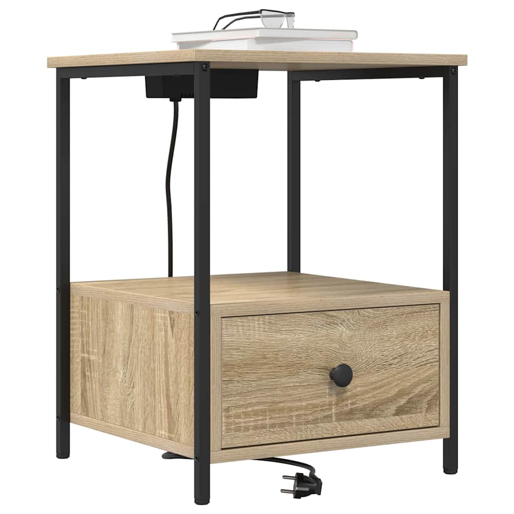 Nachttisch mit Ladestation 2 pcs Sonoma Eiche Holzwerkstoff