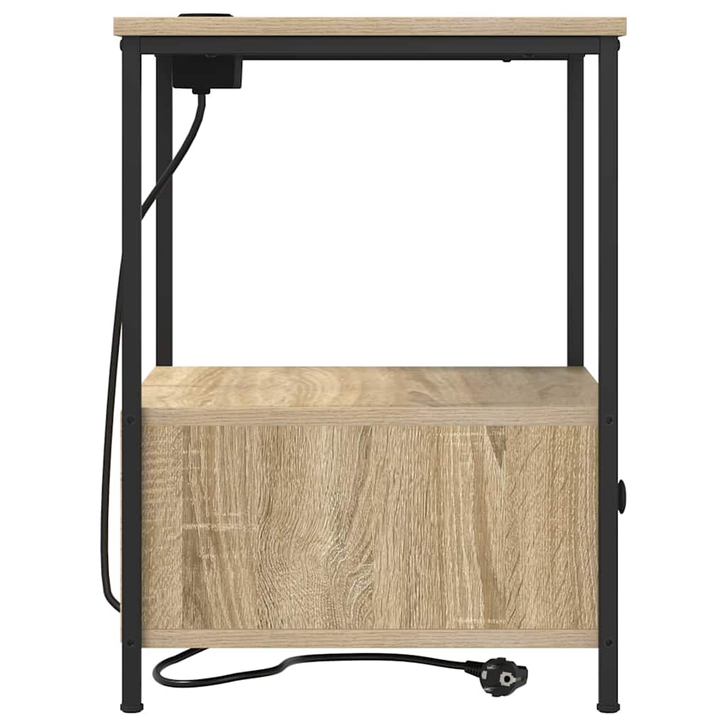 Nachttisch mit Ladestation 2 pcs Sonoma Eiche Holzwerkstoff