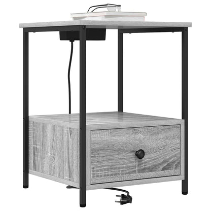 Nachttisch mit Ladestation 2 pcs Grau Sonoma Holzwerkstoff