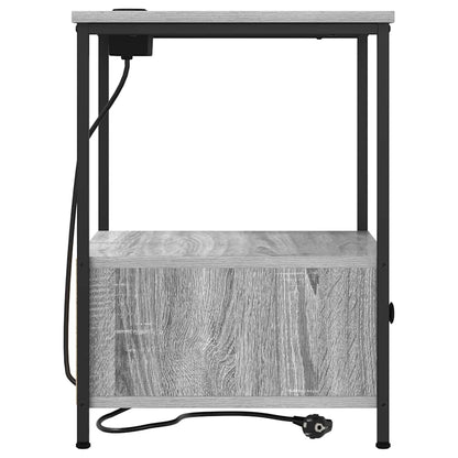 Nachttisch mit Ladestation 2 pcs Grau Sonoma Holzwerkstoff