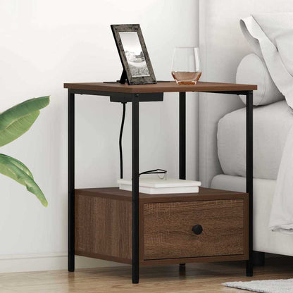 Nachttisch mit Ladestation 2 pcs Braune Eiche Holzwerkstoff