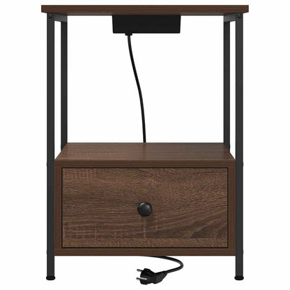 Nachttisch mit Ladestation 2 pcs Braune Eiche Holzwerkstoff