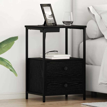 Nachttisch mit Ladestation 2 pcs Schwarze Eiche Holzwerkstoff