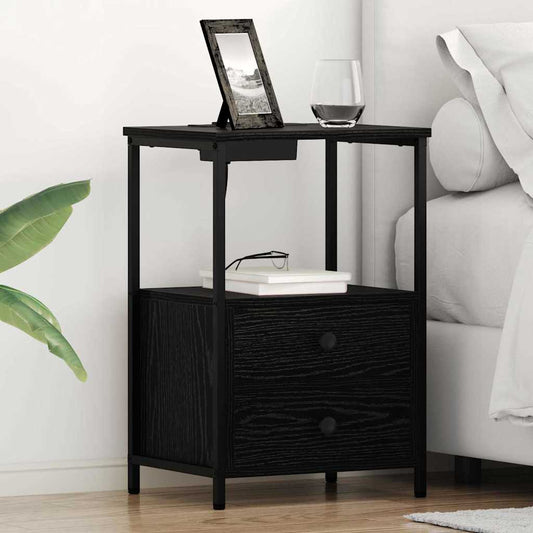 Nachttisch mit Ladestation 2 pcs Schwarze Eiche Holzwerkstoff