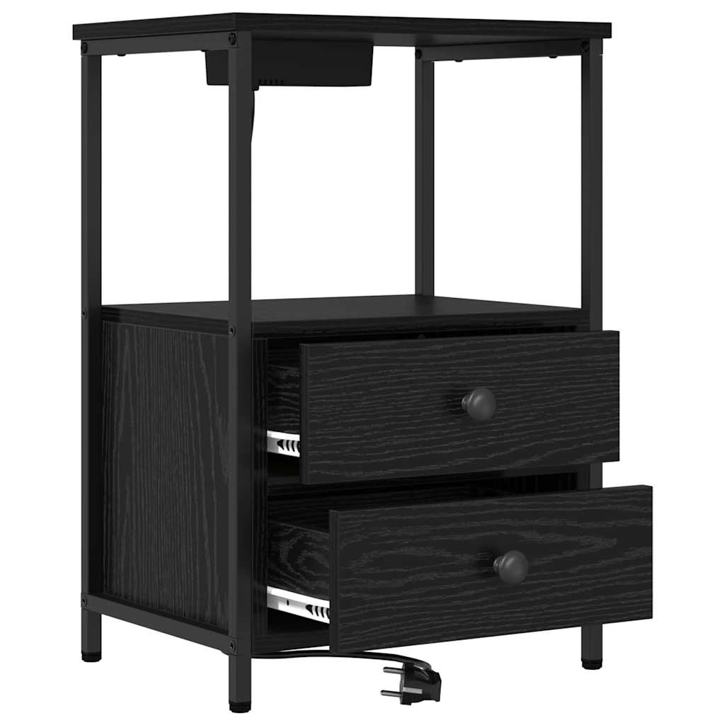 Nachttisch mit Ladestation 2 pcs Schwarze Eiche Holzwerkstoff