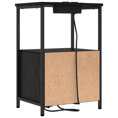 Nachttisch mit Ladestation 2 pcs Schwarze Eiche Holzwerkstoff