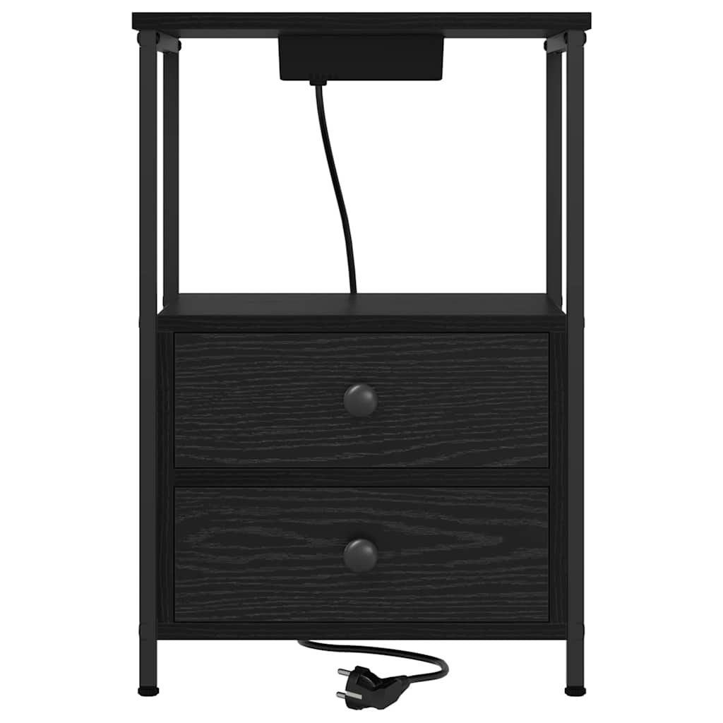 Nachttisch mit Ladestation 2 pcs Schwarze Eiche Holzwerkstoff