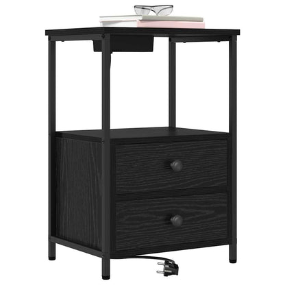 Nachttisch mit Ladestation 2 pcs Schwarze Eiche Holzwerkstoff
