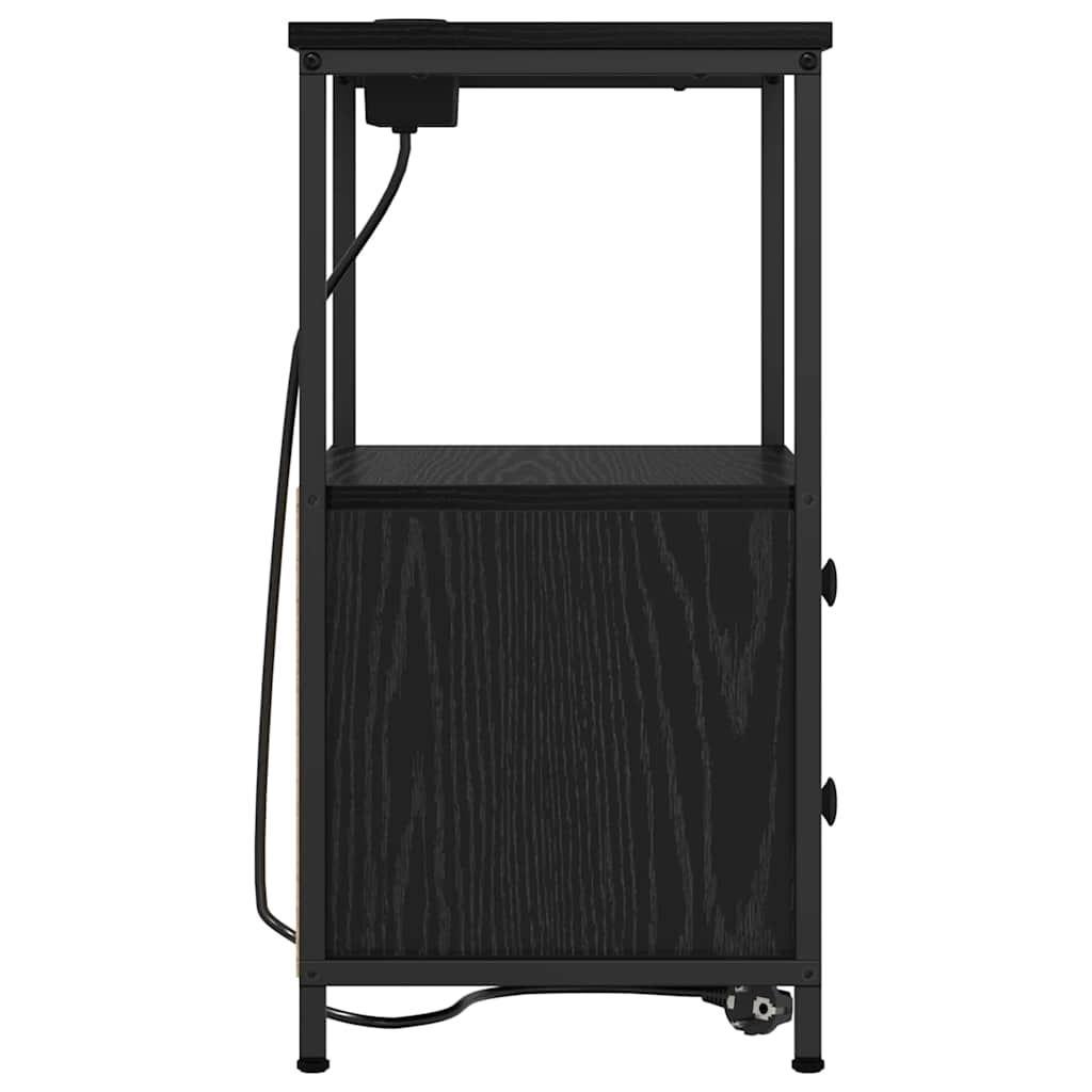 Nachttisch mit Ladestation 2 pcs Schwarze Eiche Holzwerkstoff