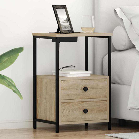 Nachttisch mit Ladestation 2 pcs Sonoma Eiche Holzwerkstoff