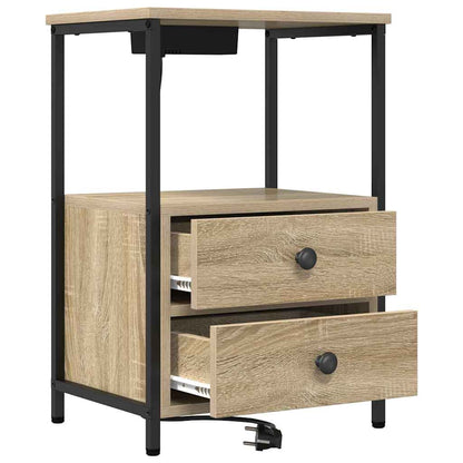 Nachttisch mit Ladestation 2 pcs Sonoma Eiche Holzwerkstoff