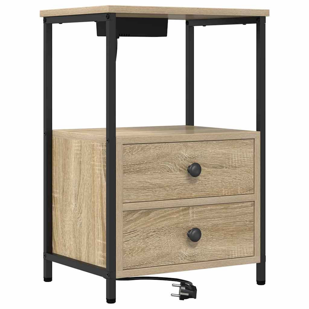 Nachttisch mit Ladestation 2 pcs Sonoma Eiche Holzwerkstoff