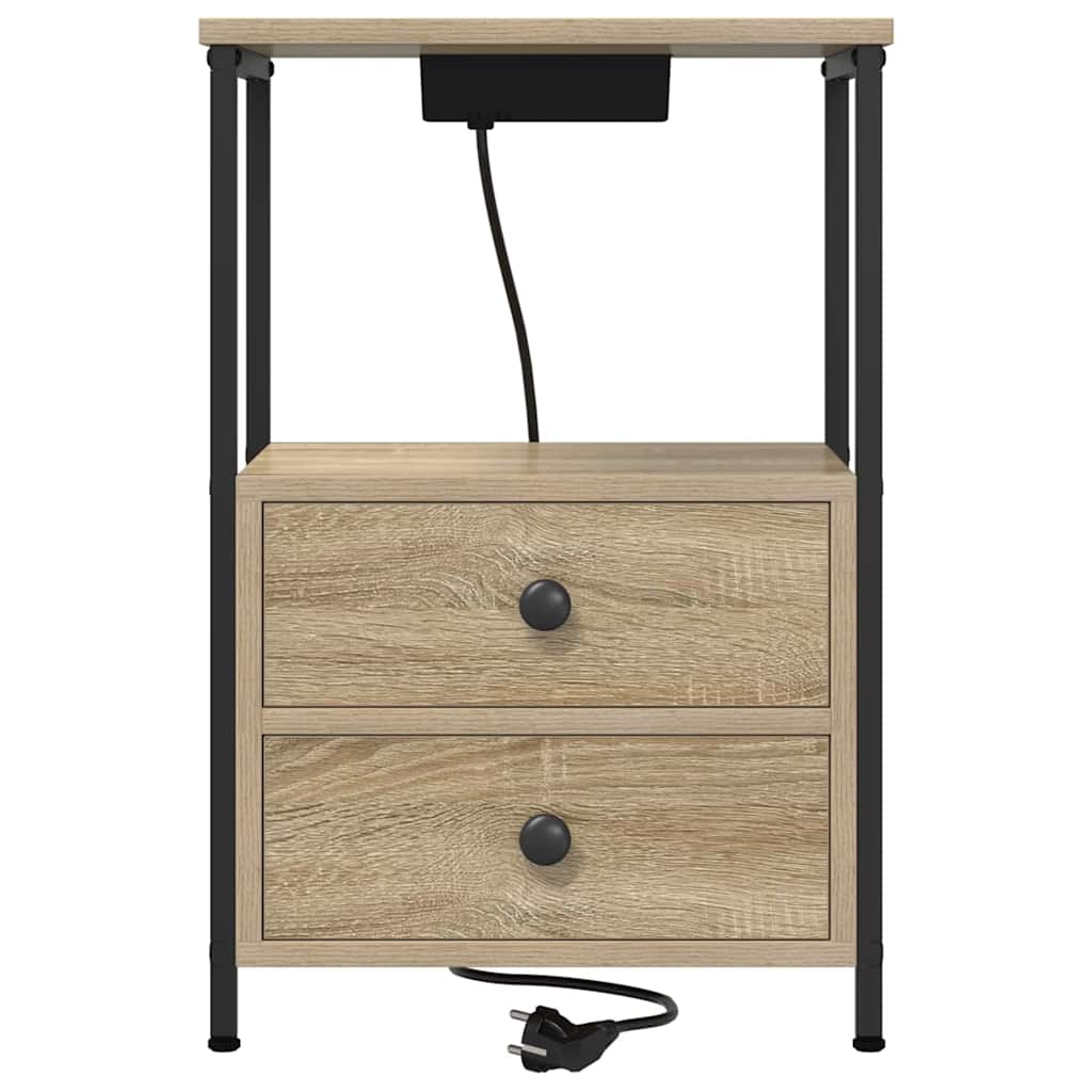 Nachttisch mit Ladestation 2 pcs Sonoma Eiche Holzwerkstoff