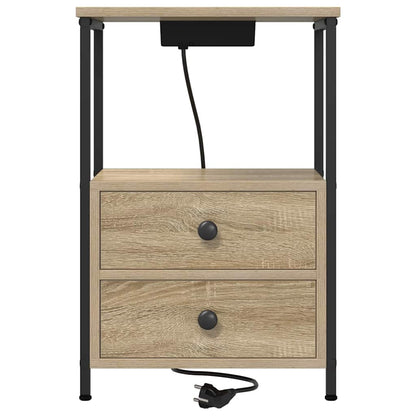 Nachttisch mit Ladestation 2 pcs Sonoma Eiche Holzwerkstoff