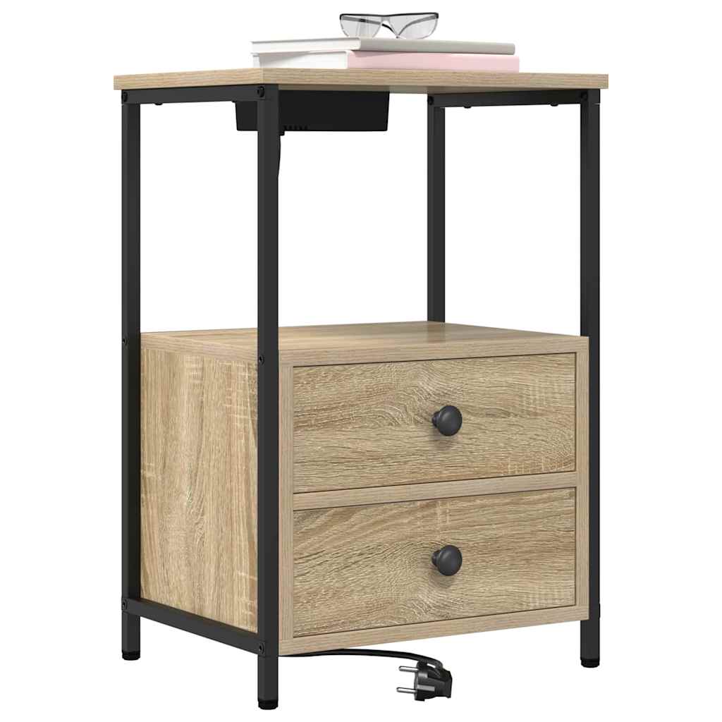Nachttisch mit Ladestation 2 pcs Sonoma Eiche Holzwerkstoff