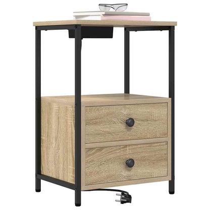 Nachttisch mit Ladestation 2 pcs Sonoma Eiche Holzwerkstoff