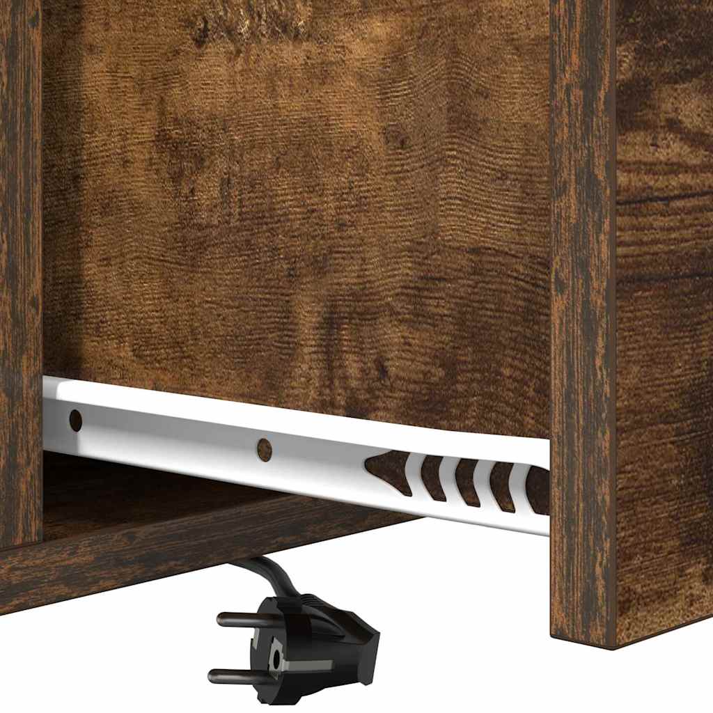 Nachttisch mit Ladestation 2 pcs Räuchereiche Holzwerkstoff