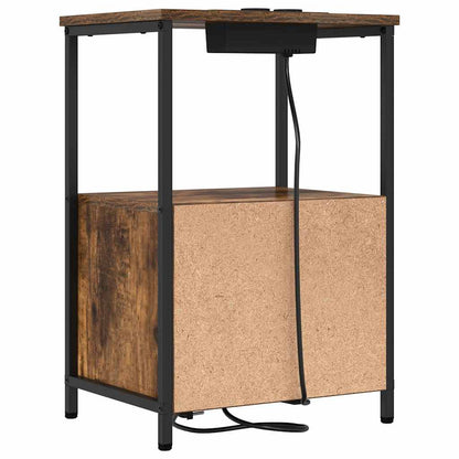 Nachttisch mit Ladestation 2 pcs Räuchereiche Holzwerkstoff