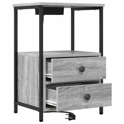 Nachttisch mit Ladestation 2 pcs Grau Sonoma Holzwerkstoff