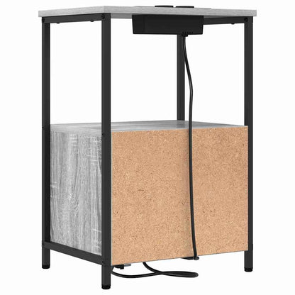 Nachttisch mit Ladestation 2 pcs Grau Sonoma Holzwerkstoff