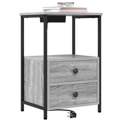 Nachttisch mit Ladestation 2 pcs Grau Sonoma Holzwerkstoff