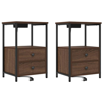 Nachttisch mit Ladestation 2 pcs Braune Eiche Holzwerkstoff