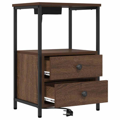 Nachttisch mit Ladestation 2 pcs Braune Eiche Holzwerkstoff