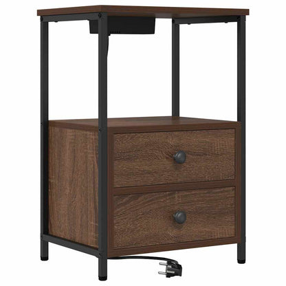 Nachttisch mit Ladestation 2 pcs Braune Eiche Holzwerkstoff