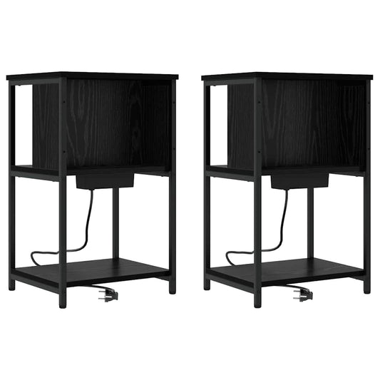 Nachttisch 2 pcs Schwarze Eiche 38 x 31 x 61 cm Holzwerkstoff