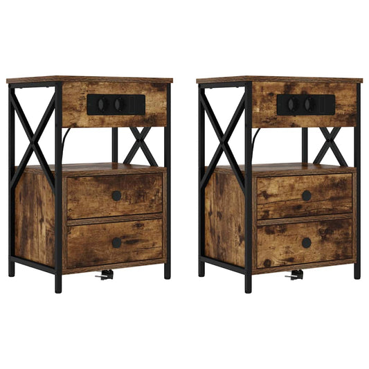 Nachttisch 2 pcs Räuchereiche 40 x 31 x 60 cm Holzwerkstoff