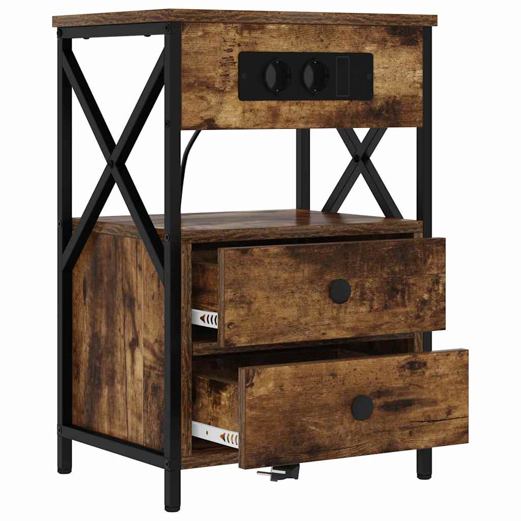 Nachttisch 2 pcs Räuchereiche 40 x 31 x 60 cm Holzwerkstoff