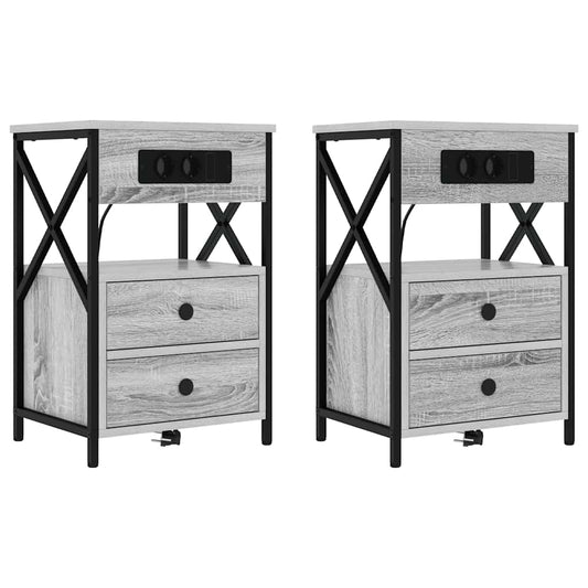 Nachttisch 2 pcs Grau Sonoma 40 x 31 x 60 cm Holzwerkstoff