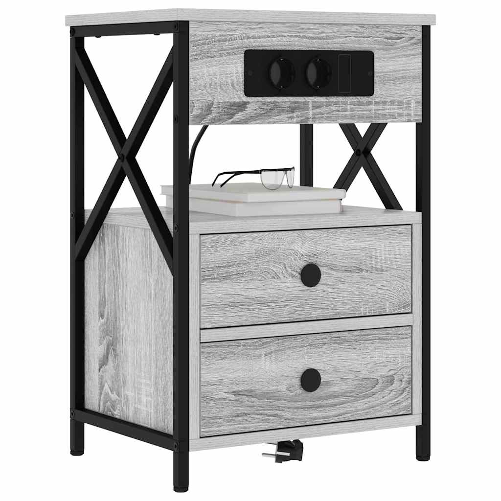 Nachttisch 2 pcs Grau Sonoma 40 x 31 x 60 cm Holzwerkstoff