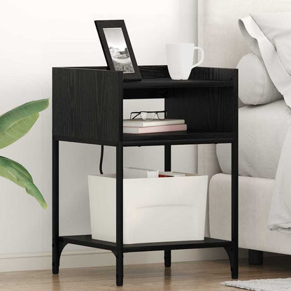 Nachttisch mit Regal 2 pcs Schwarz Eichen-Optik 40 x 40 x 61 cm