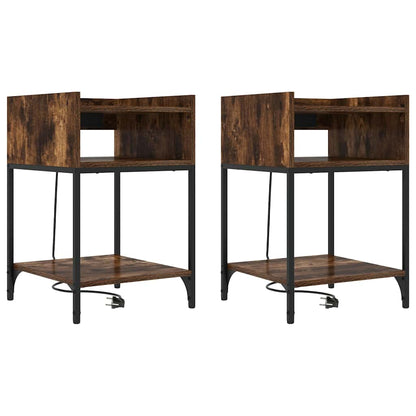 Nachttisch 2 pcs Räuchereiche 40 x 40 x 61 cm Holzwerkstoff