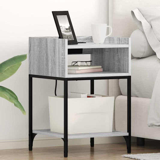 Nachttisch mit Regal Grau Sonoma 40 x 40 x 61 cm Holzwerkstoff