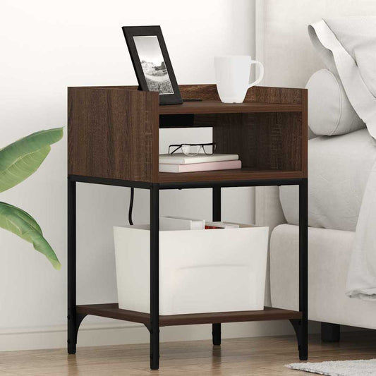 Nachttisch mit Regal Braune Eiche 40 x 40 x 61 cm Holzwerkstoff