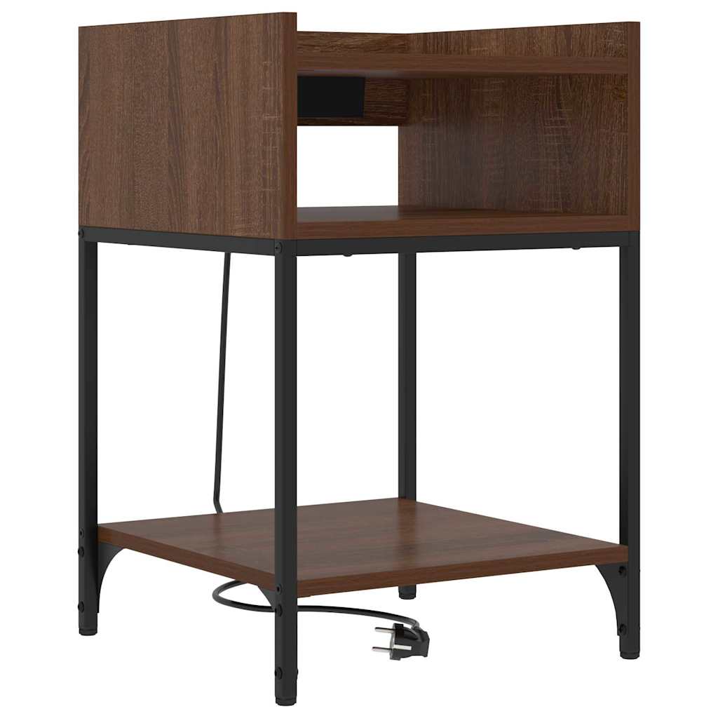 Nachttisch mit Regal 2 pcs Braun Eichen-Optik 40 x 40 x 61 cm