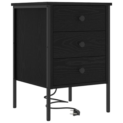 Nachttisch 2 pcs Schwarz Eichen-Optik 42 x 41 x 61 cm