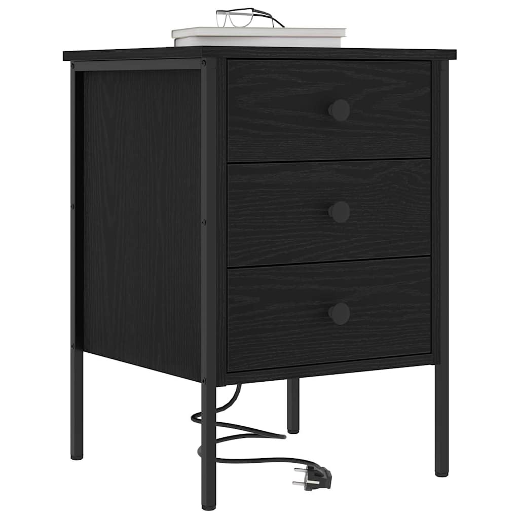 Nachttisch 2 pcs Schwarz Eichen-Optik 42 x 41 x 61 cm