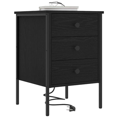 Nachttisch 2 pcs Schwarz Eichen-Optik 42 x 41 x 61 cm
