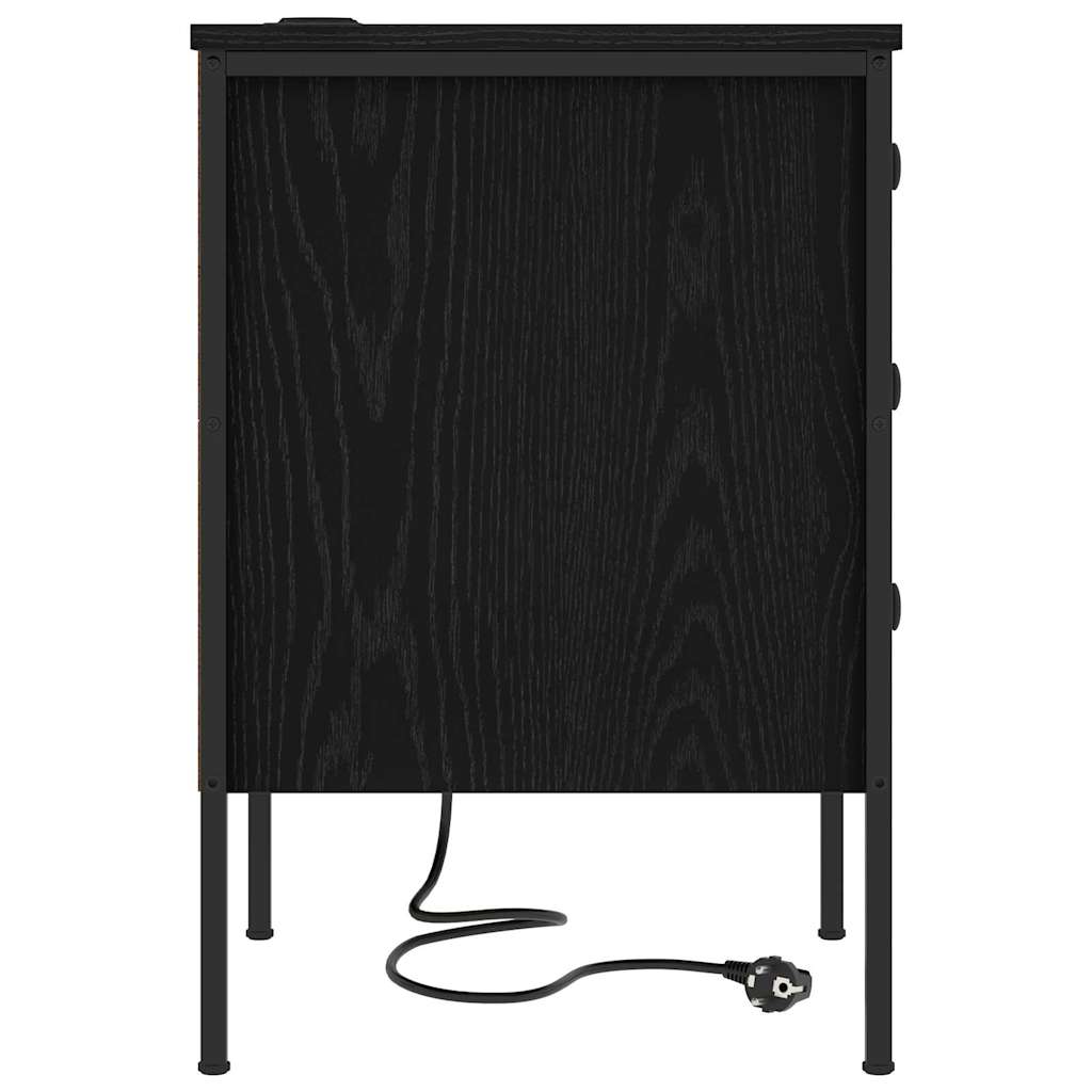 Nachttisch 2 pcs Schwarz Eichen-Optik 42 x 41 x 61 cm