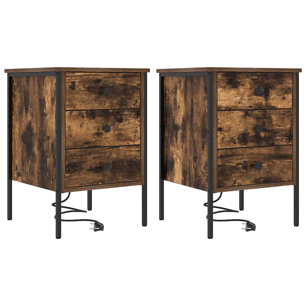 Nachttisch 2 pcs Räuchereiche 42 x 41 x 61 cm Holzwerkstoff