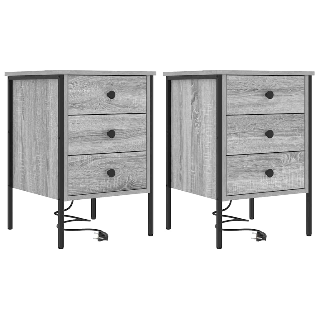 Nachttisch 2 pcs Grau Sonoma 42 x 41 x 61 cm Holzwerkstoff