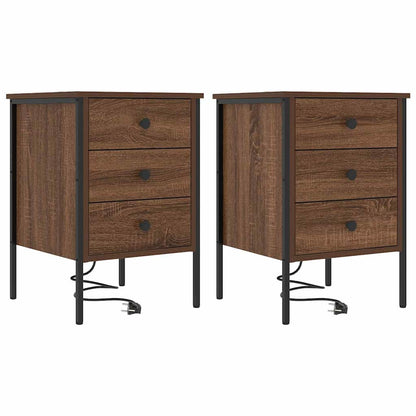 Nachttisch 2 pcs Braun Eichen-Optik 42 x 41 x 61 cm